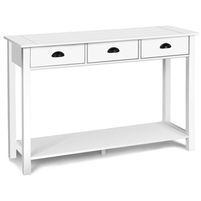 Console Sofa Table with 3 Drawers, Sofa Side Table with Shelf - Image 1
