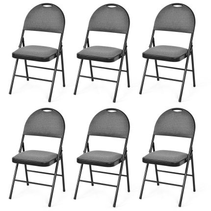 6 PCS Folding Chairs Set Portable Backrest Chair - Grey 1 Count (Pack of 6)