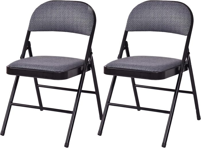 4-Pack Folding Chairs with Metal Frame and Fabric Upholstered Padded Seat - Pack of 2 Grey - Image 1
