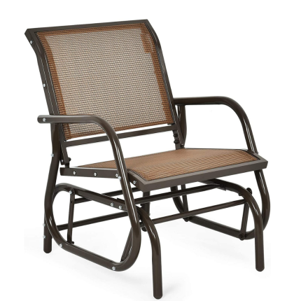 Swing Glider Chair W/Study Metal Frame Comfortable Patio Chair - Brown 1