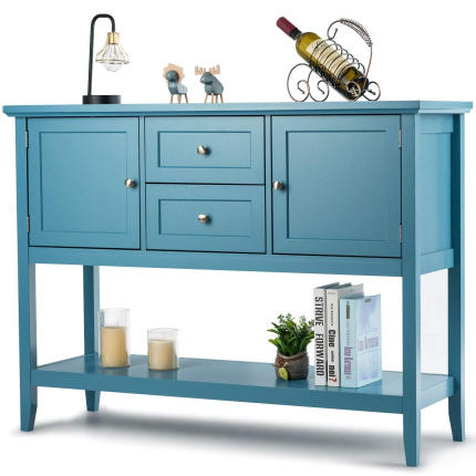 Giantex Buffet Sideboard, Wood Storage Cabinet - Aqua