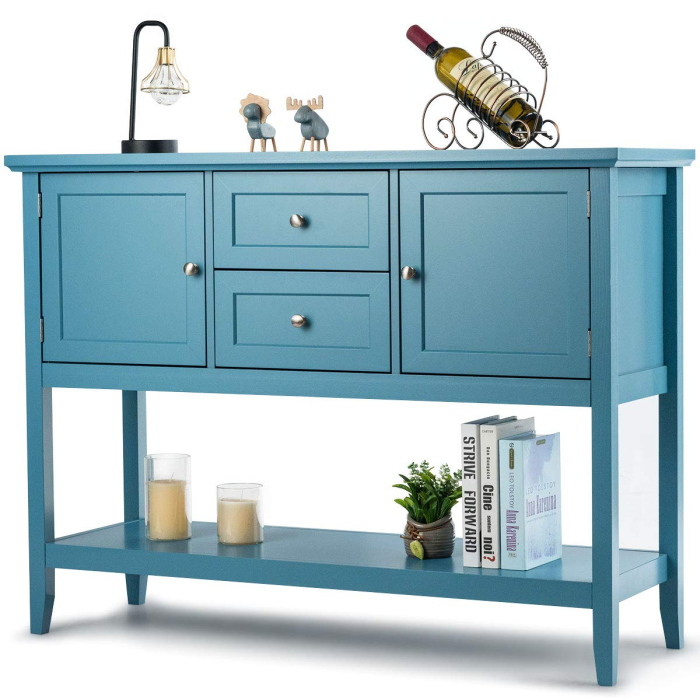 Giantex Buffet Sideboard, Wood Storage Cabinet - Aqua - Image 1