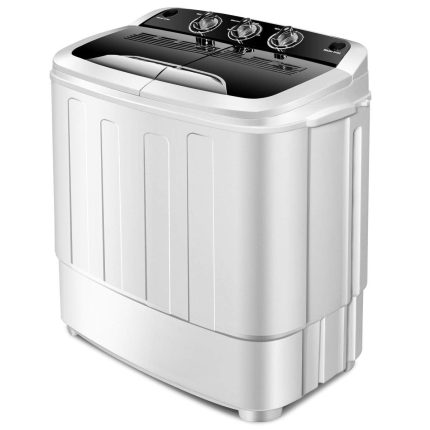 Portable Twin Tub Mini Clothes Washer Machine for Apartment - Black&White