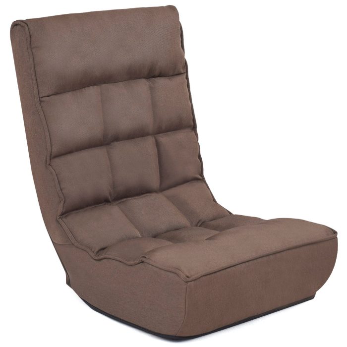 Giantex Folding Floor Gaming Chair - Brown - Image 1