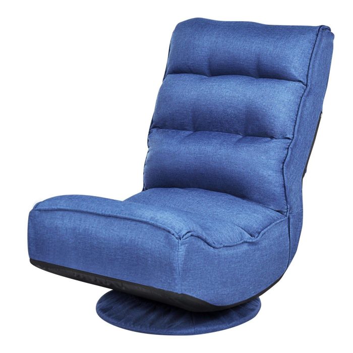 360 Degree Swivel Floor Chair, Lazy Sofa Lounge Chair - Navy - Image 1
