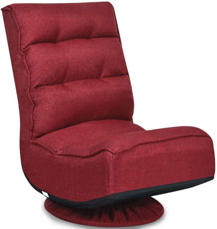 360 Degree Swivel Floor Chair, Lazy Sofa Lounge Chair - Burgundy - Image 1