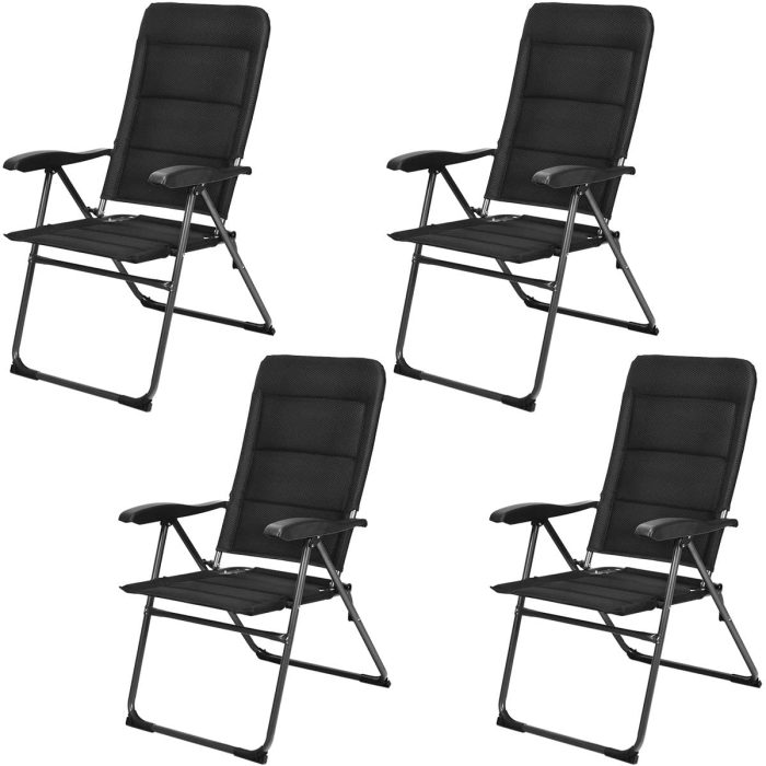 Set of 2 Patio Chairs, Folding Chairs with Adjustable Backrest - 4 - Image 1