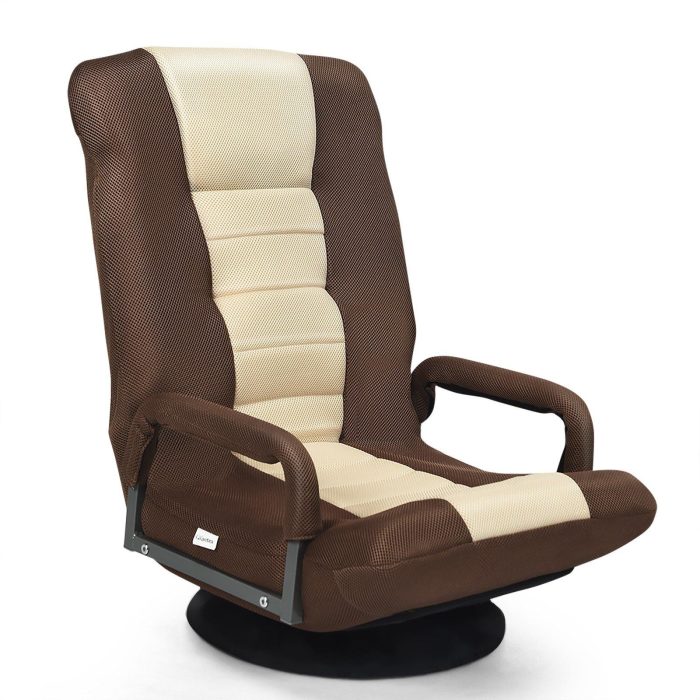 360 Degree Swivel Gaming Chair , Foldable Lazy Sofa Chair - Brown - Image 1