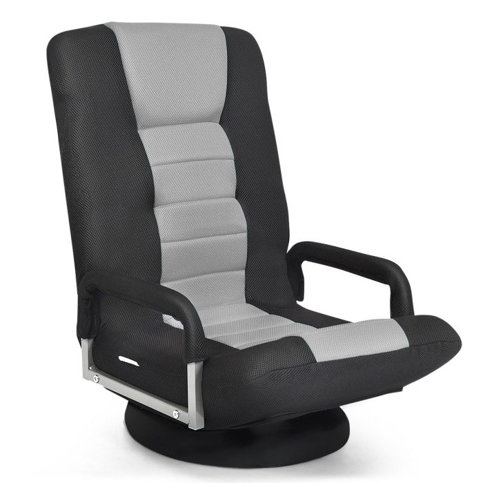 360 Degree Swivel Gaming Chair , Foldable Lazy Sofa Chair - Gray - Image 1