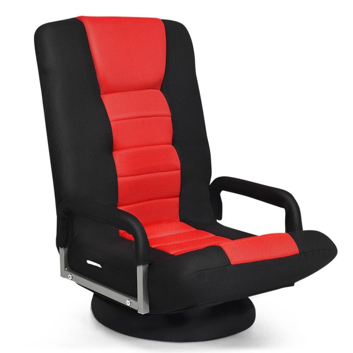 360 Degree Swivel Gaming Chair , Foldable Lazy Sofa Chair - Red - Image 1