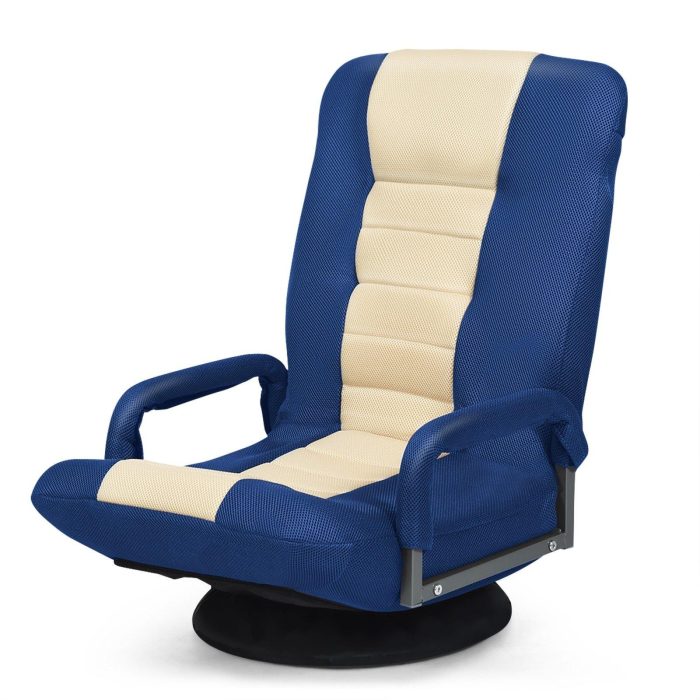 360 Degree Swivel Gaming Chair , Foldable Lazy Sofa Chair - Blue - Image 1