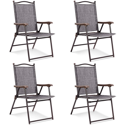 Patio Folding Chairs, Sling Chairs - Gray 4
