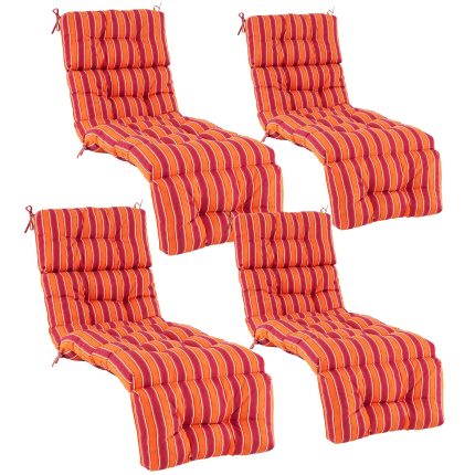 Giantex Set of 1/2/4 Lounge Chair Cushion(73X22X4 Inch) - Red+orange 4