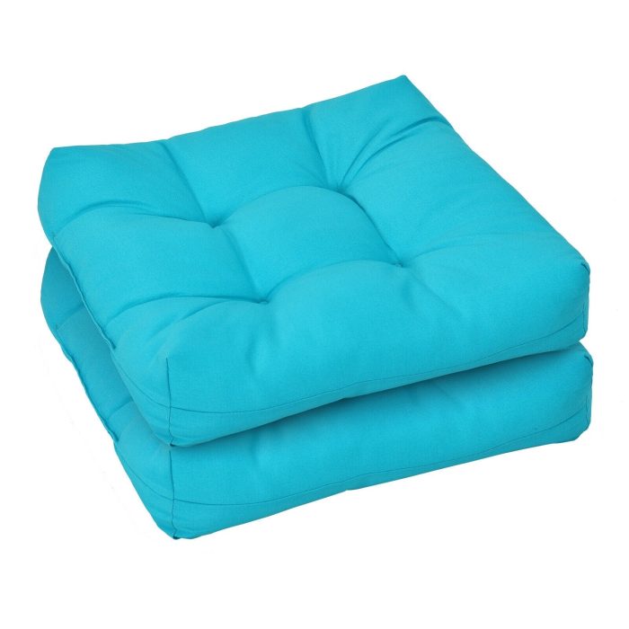 Giantex 2/4/6 Pack Tufted Patio Cushions 4 Inch Thick Outdoor Chair Pads - 1 Turquoise - Image 1