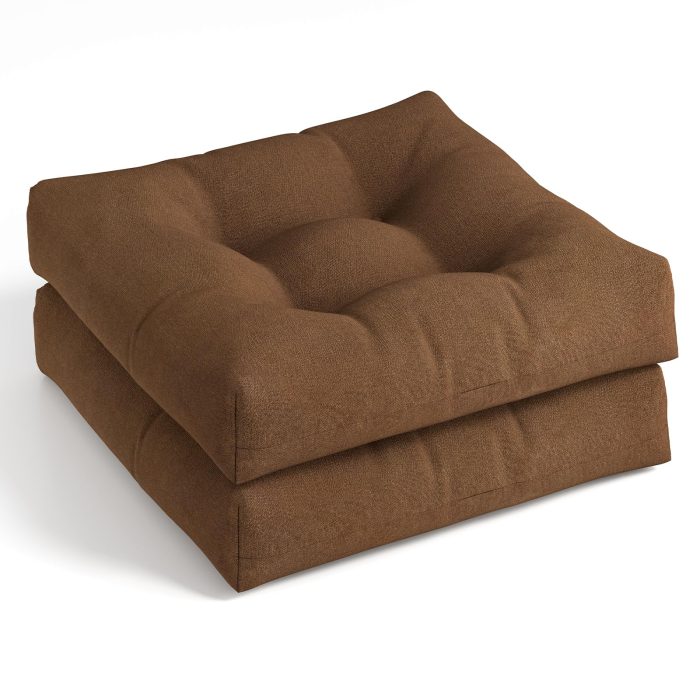 Giantex 2/4/6 Pack Tufted Patio Cushions 4 Inch Thick Outdoor Chair Pads - 1 Brown - Image 1