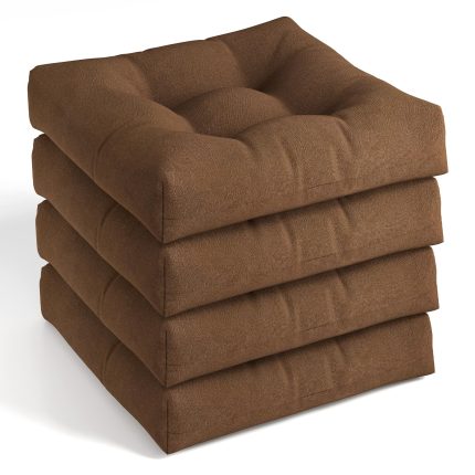 Giantex 2/4/6 Pack Tufted Patio Cushions 4 Inch Thick Outdoor Chair Pads - 2 Brown