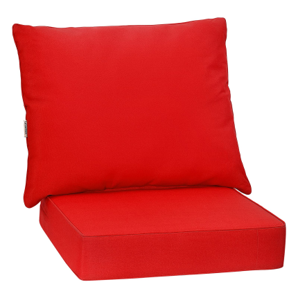 Giantex Patio Cushion Set with Pillow, Deep Seat and Back Cushion - Red