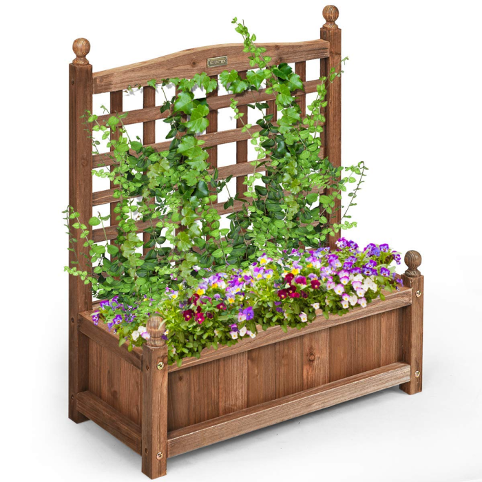 Wood Free Standing Plant Raised Bed - 1 25"L X 11"W X 30"H - Image 1
