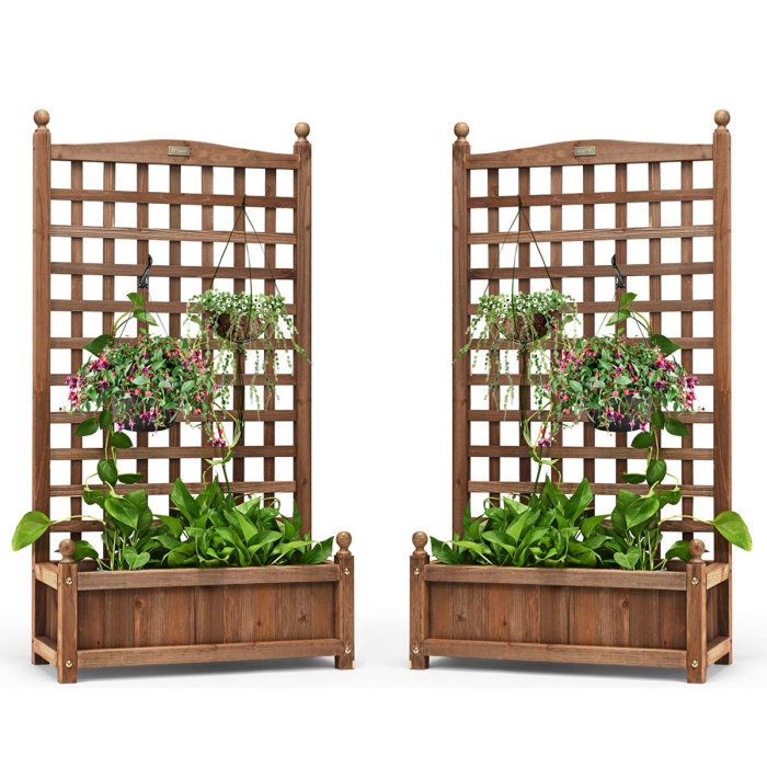 Wood Free Standing Plant Raised Bed - 2 25"L X 11"W X 48"H - Image 1