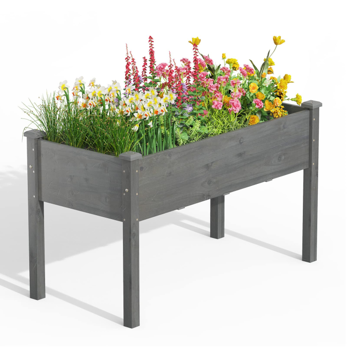 Raised Garden Bed with Legs, 49" L x 23" W x 30" H - Grey - Image 1