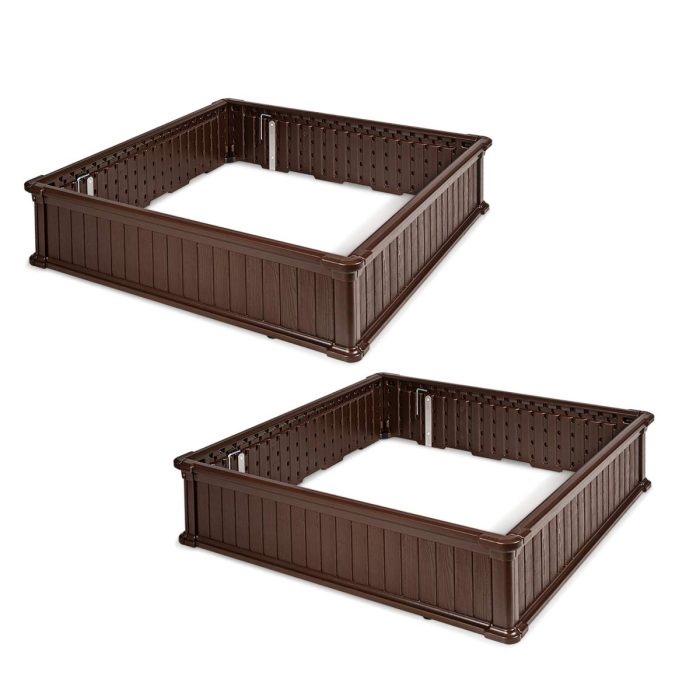 Planter for Flower Vegetables (48.5''Lx48.5''Wx12''H, Brown) - 2 Brown - Image 1