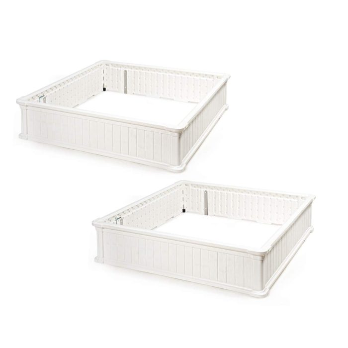 Planter for Flower Vegetables (48.5''Lx48.5''Wx12''H, Brown) - 2 White - Image 1