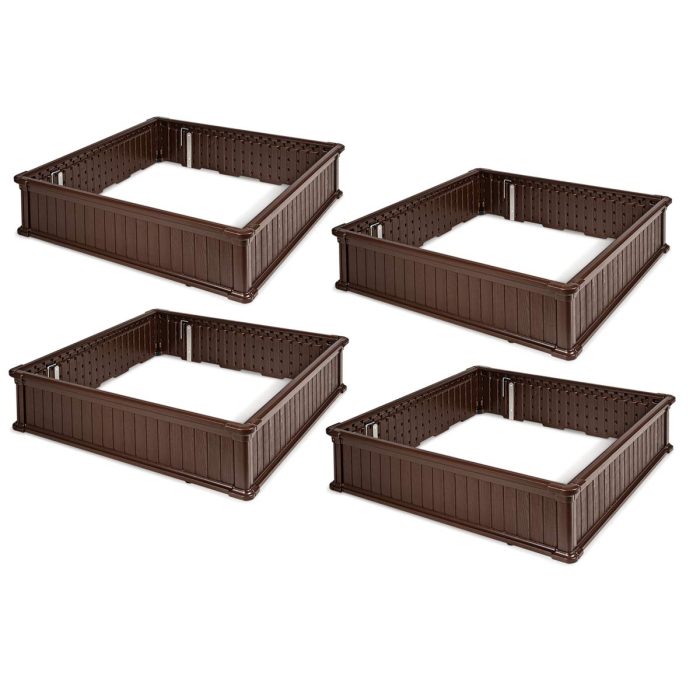 Planter for Flower Vegetables (48.5''Lx48.5''Wx12''H, Brown) - 4 Brown - Image 1