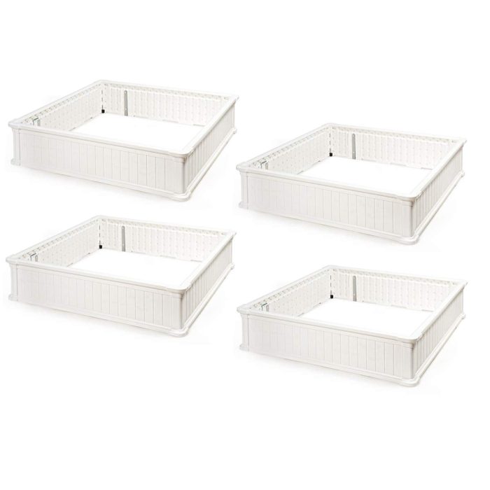 Planter for Flower Vegetables (48.5''Lx48.5''Wx12''H, Brown) - 4 White - Image 1