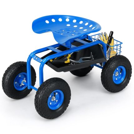 Giantex Garden Cart Rolling Tray Gardening Planting with Work Seat - Blue
