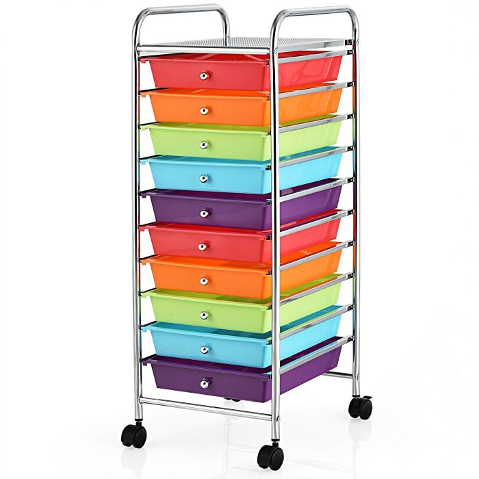 Giantex Rolling Storage Cart on Wheels with 10 Drawers - Multicolor - Image 1
