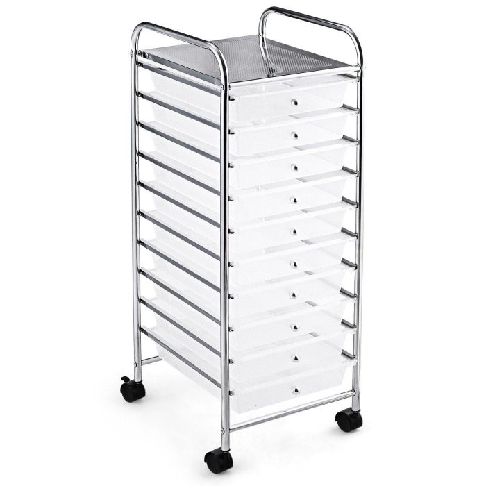 Giantex Rolling Storage Cart on Wheels with 10 Drawers - Transparent - Image 1