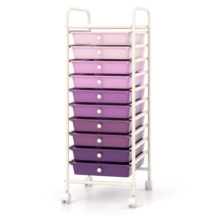 Giantex Rolling Storage Cart on Wheels with 10 Drawers - Purple Gradient