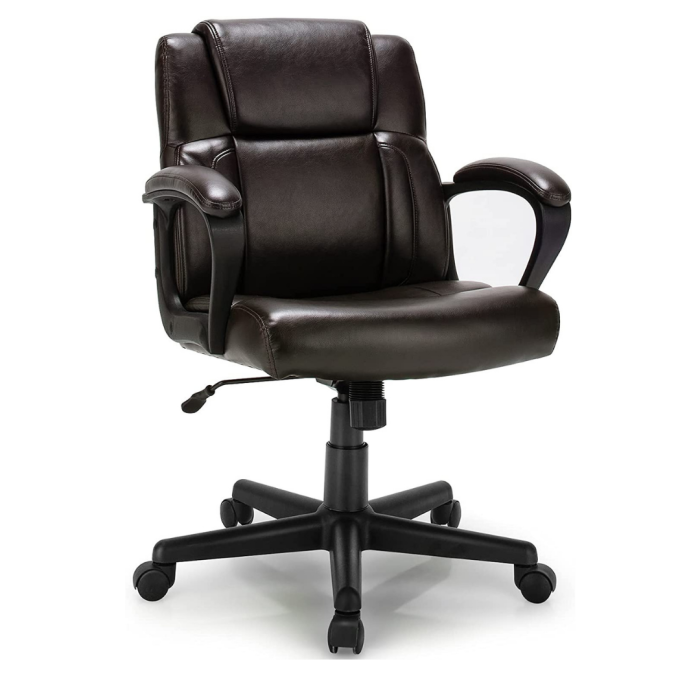 Giantex Office Chair,w/ Padded Armrests, Height Adjustable Swivel Task Chair (Dark Brown) - Image 1