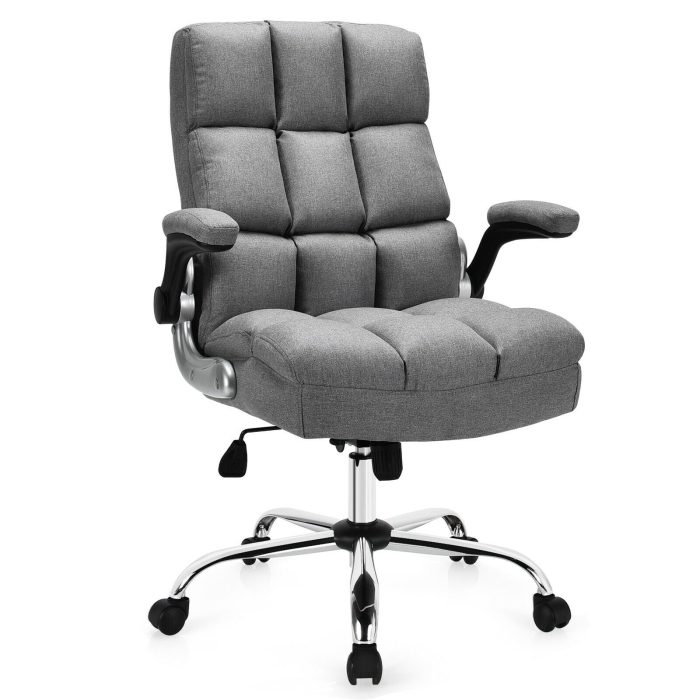 Giantex Executive Office Chair,Adjustable Tilt Angle and Flip-up - Grey - Image 1