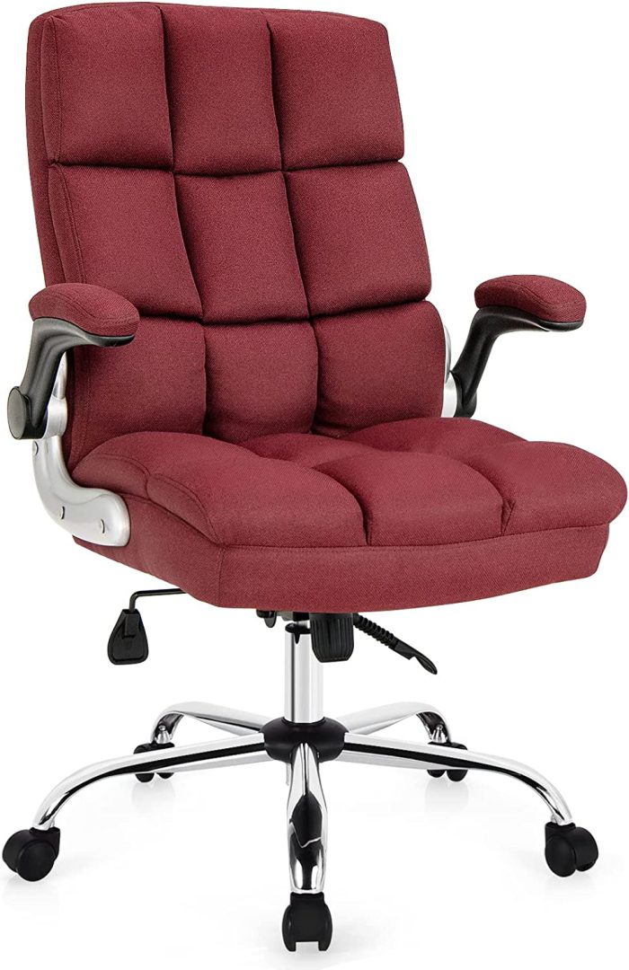 Giantex Executive Office Chair,Adjustable Tilt Angle and Flip-up - Red - Image 1