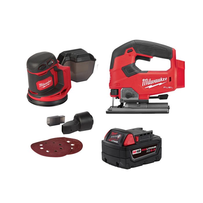 Milwaukee 2648-JB M18 18V Cordless Sander / Jig Saw w/ 5.0 AH Battery - Image 1
