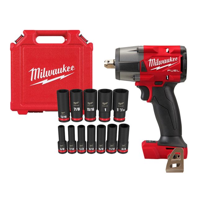 Milwaukee 2962P M18 FUEL 18V 1/2" Mid Torque Imapct w/ SAE Socket Set - 12 PC - Image 1