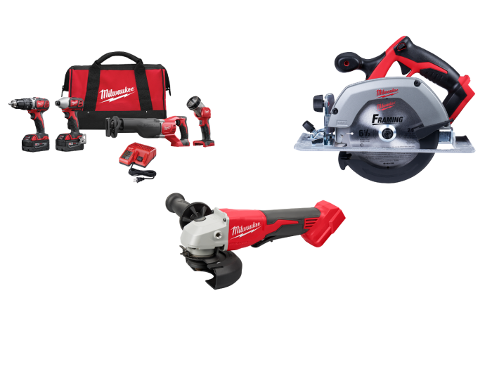 Milwaukee 2696-24B M18 18V 4 Tool Cordless Combo Kit w/ Cirular Saw and Grinder - Image 1