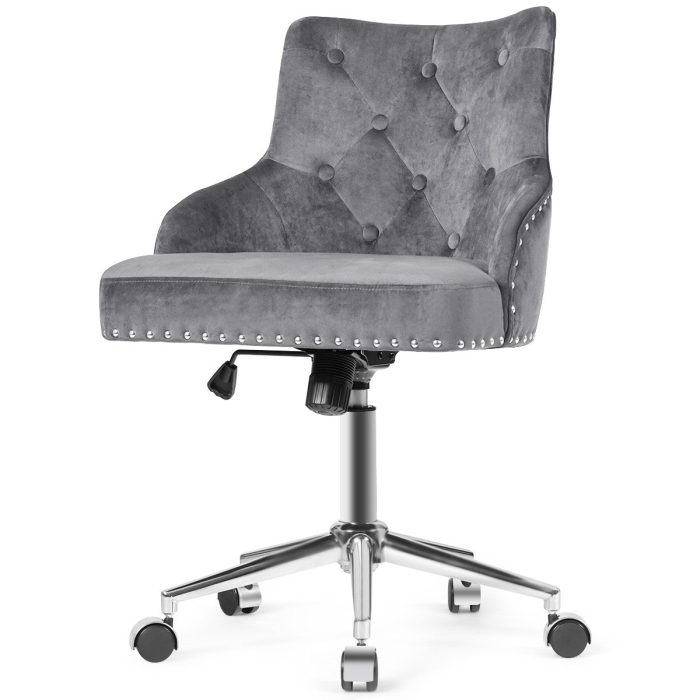 Giantex Modern Home Office Chair, Adjustable Task Chair Computer Desk Chair - Grey - Image 1