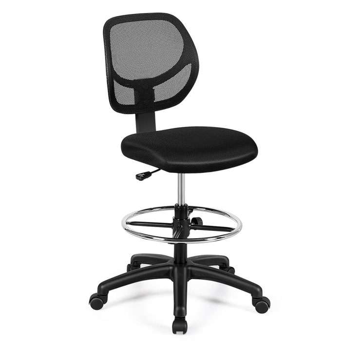 Mesh Drafting Chair, Standing Desk Chair w/Footrest Ring - Image 1