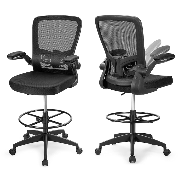 Drafting Chair High Back Office Chairs - 2 Black - Image 1