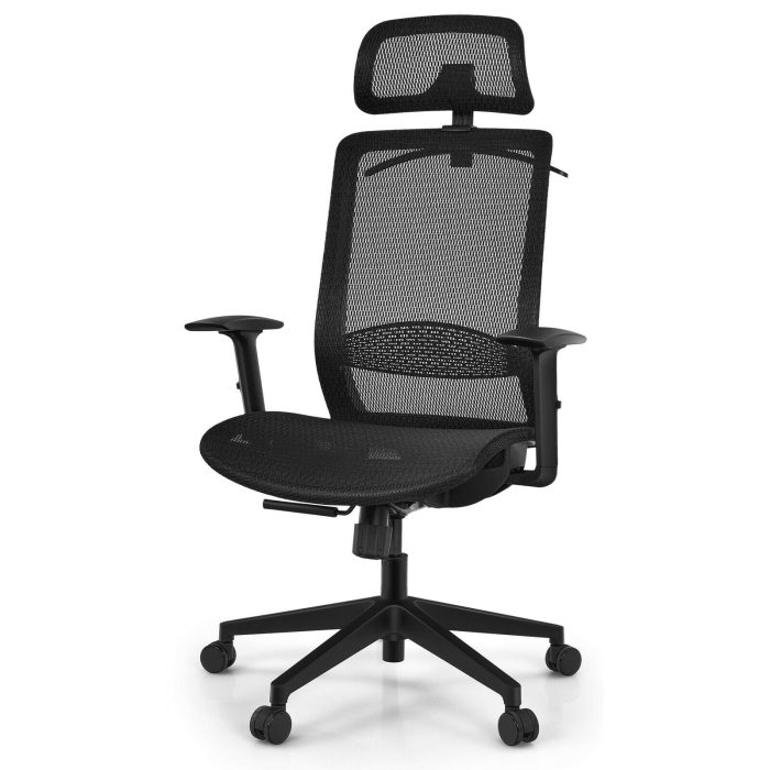 Mesh Office Chair, Ergonomic Office Chair with Headrest - Black - Image 1