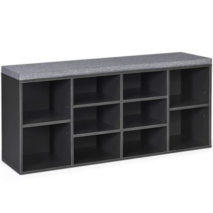 Giantex Shoe Storage Bench with Cushion, Entryway Shoe Rack Bench - Grey