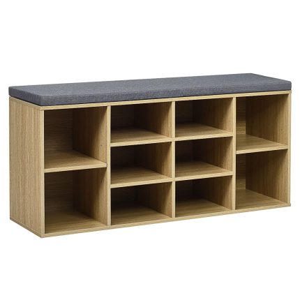 Giantex Shoe Storage Bench with Cushion, Entryway Shoe Rack Bench - Natural