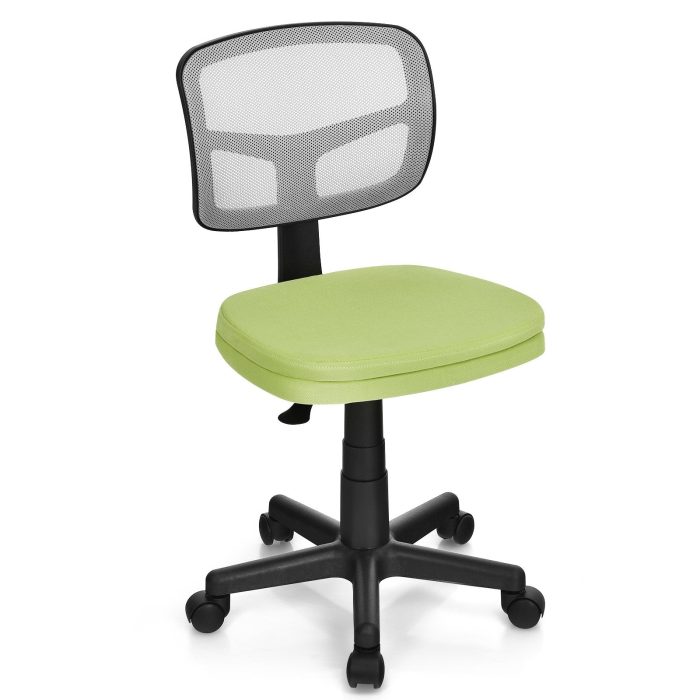 Armless Desk Chair, Low-Back Computer Chair - Green - Image 1
