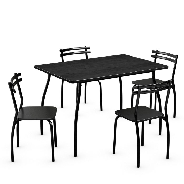Giantex 5Pcs Dining Table Set for 4, Modern Metal and Wood Indoor Rectangular Dining Table Furniture - Image 1