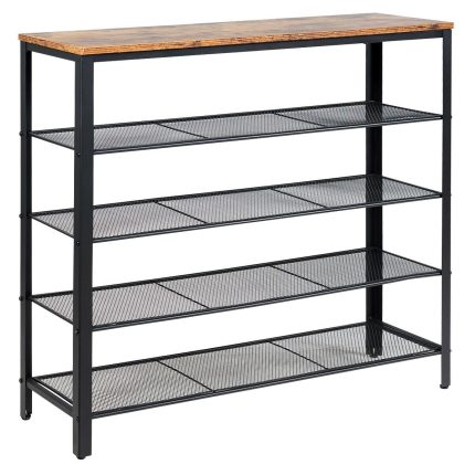 5-Tier Shoe Rack, Industrial Metal Shoe Storage Organizer