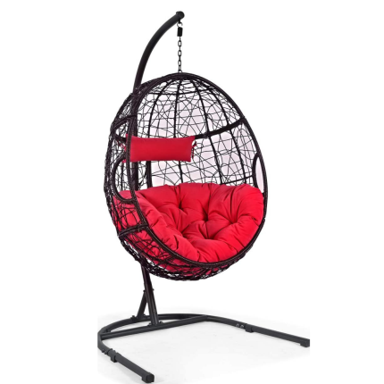 Hanging Egg Chair, Swing Chair with C Hammock Stand Set - Red