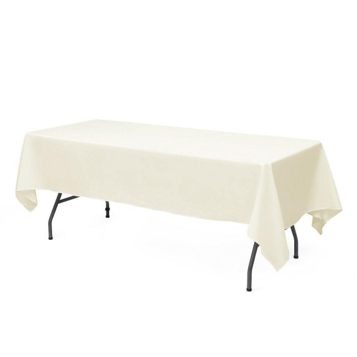 10PCS Rectangle Tablecloth, Machine-washable Polyester - 60" x 126" Ivory - Image 1