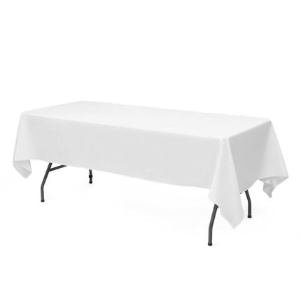 10PCS Rectangle Tablecloth, Machine-washable Polyester - 90" x 156" White